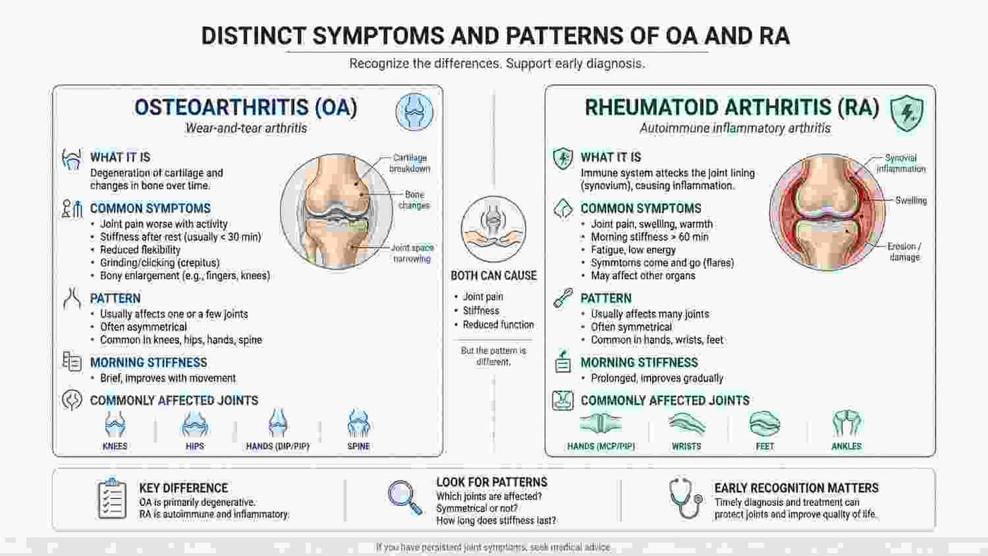 Distinct Symptoms And Patterns Of OA And RA
